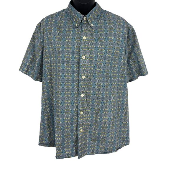 Kennington Other - Kennington Mens Extra Large Cotton Short Sleeve Button Up Shirt Blue Floral EUC